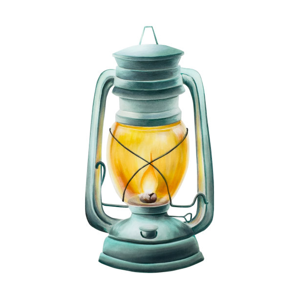 水彩野营旧油灯插图。休闲旅游和探险用的登山设备，隔离在白色背景上。剪贴画秋冬装饰，设计师，旅游业务，明信片，剪贴簿，海报和纺织品图片下载