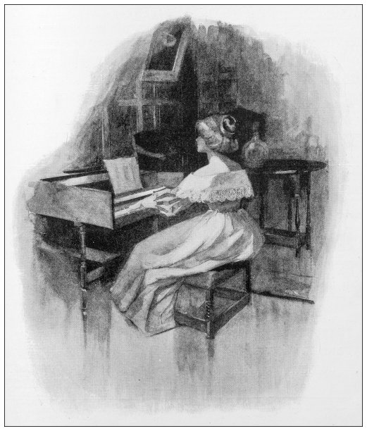 来自英国杂志的古董图片:钢琴家图片下载