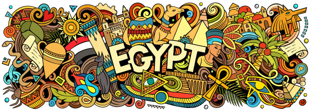 埃及涂鸦卡通滑稽横幅图片下载