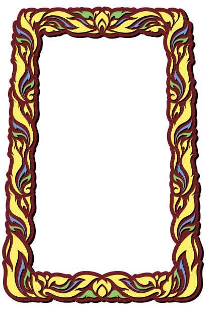 装饰复古框架和边界，泰国线花卉为图片，矢量设计装饰图案风格。柔和的颜色边界设计是图案的泰国艺术风格。图片下载