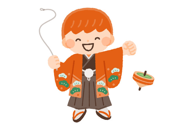 喜欢穿和服的男孩的插画素材图片下载