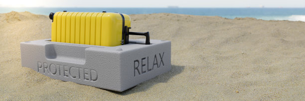 旅游保险概念与一个受保护的手提箱3d渲染图片下载