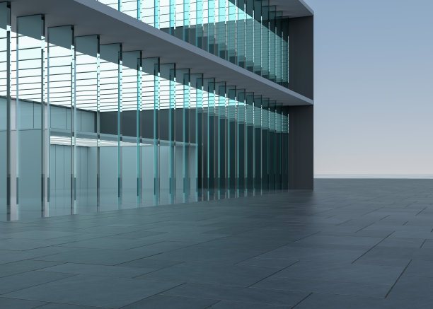 办公楼外空荡荡的广场图片下载