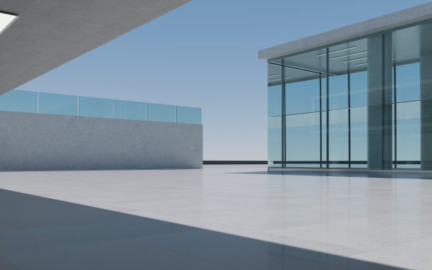 办公楼外空荡荡的广场图片下载