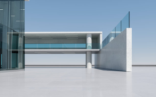 办公楼外空荡荡的广场图片下载