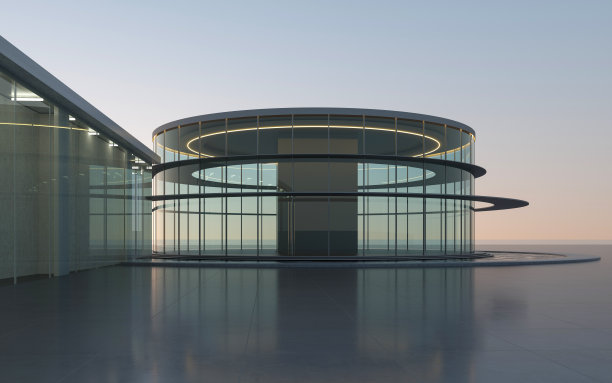 办公楼外空荡荡的广场图片下载