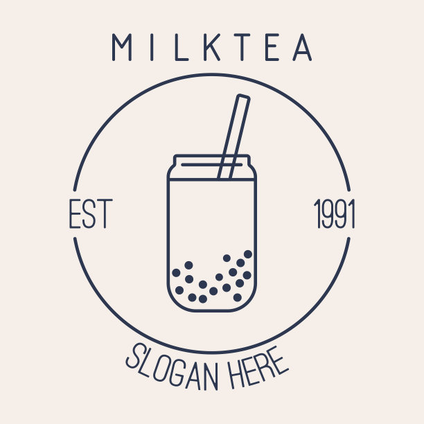 米色背景矢量上的奶茶杯图标图片下载