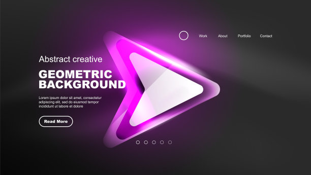 抽象的背景登陆页，几何形状的照明与发光的霓虹灯在黑暗的背景。未来城市灯光概念图片下载