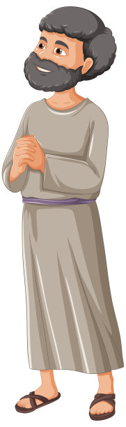 古老的老人卡通人物站着祈祷图片下载