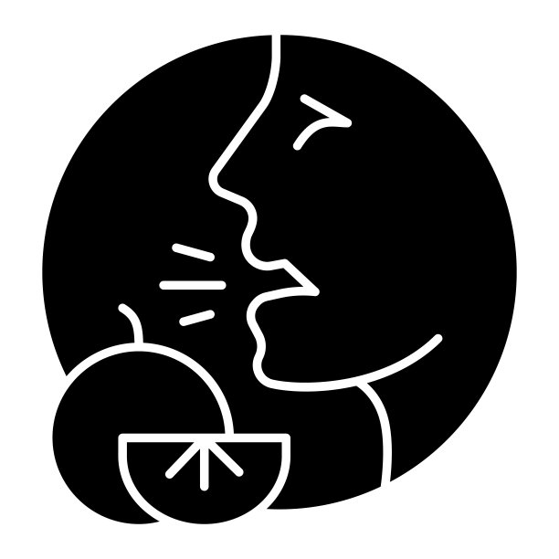 水果过敏固体图标，过敏概念，柑橘过敏标志在白色背景，人类过敏的水果图标在字形风格移动概念网页设计。矢量图形。图片下载