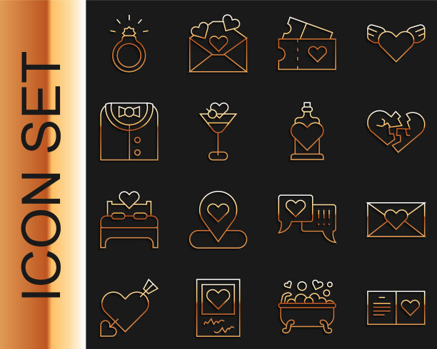 设置线情人节派对传单信封与图片下载