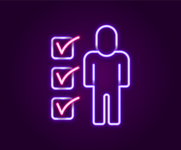 发光的霓虹线简历图标孤立的黑色图片下载