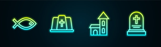 设线基督教鱼象征教皇帽子教堂图片下载