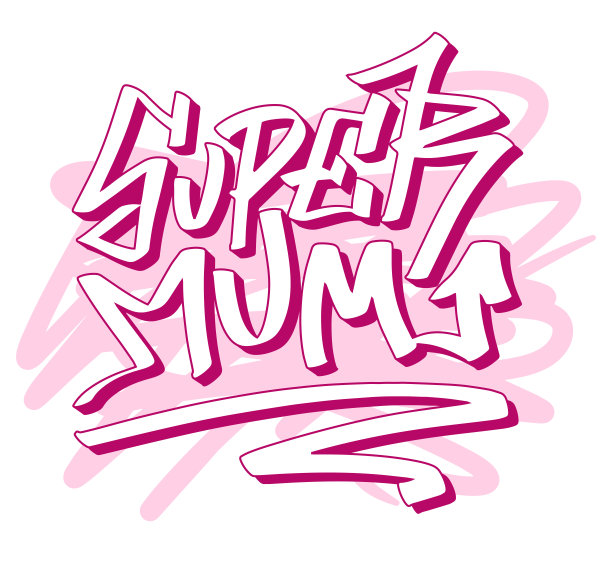 祝您母亲节快乐。超级妈妈矢量设计与书法字母。图片下载