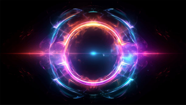 数字彩色光迹，镜头耀斑霓虹灯隔离在黑色背景的运动图形或覆盖数字业务背景图片下载