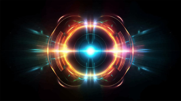 数字彩色光迹，镜头耀斑霓虹灯隔离在黑色背景的运动图形或覆盖数字业务背景图片下载