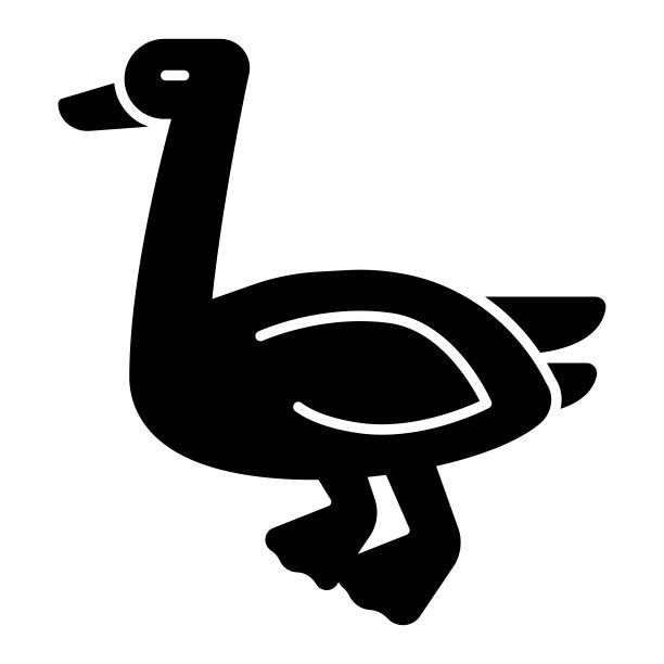 鹅固体图标，农场花园概念，农场水鸟标志在白色背景，轮廓鹅图标在字形风格移动概念网页设计。矢量图形。图片下载