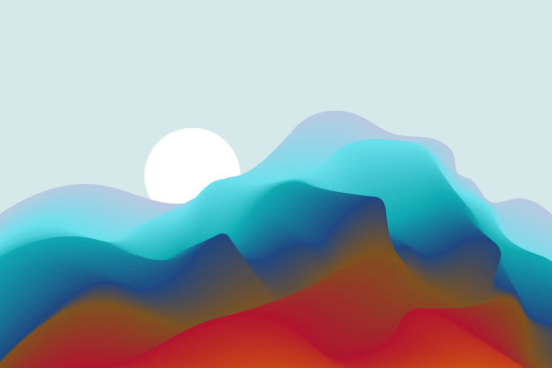 有山有太阳的风景。日出。图片下载