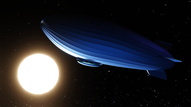 太空背景中的飞艇或飞艇气球图片下载