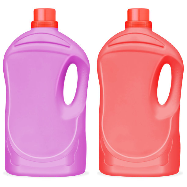 瓶装洗涤剂洗衣示意图。孤立在白色上。三维渲染图片下载