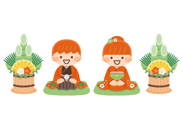 儿童穿角松和服的插画素材图片下载