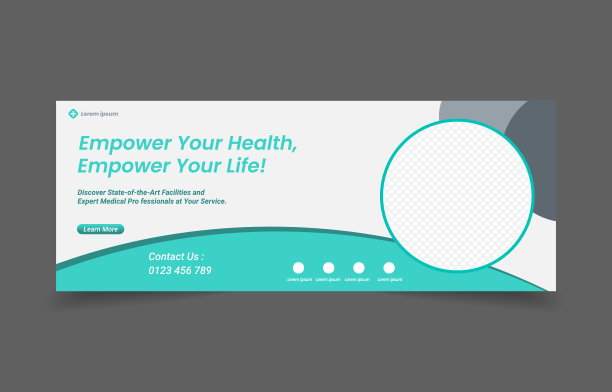 医疗保健，领英和facebook覆盖社交媒体背景横幅。图片下载