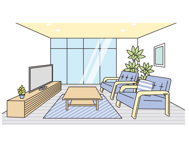 矢量插图的一个简单而时尚的客厅图片下载