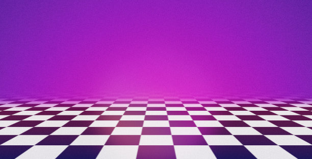 蒸汽波景观与复古的日落，太阳和格子地板。80或90年代风格的美学艺术海报，复古的颗粒风格。质地柔软的复古海报。图案与黑白格子地板图片下载