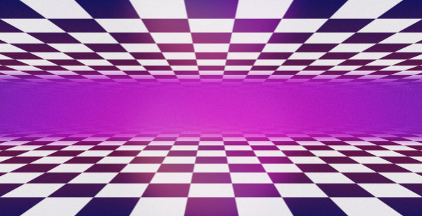 蒸汽波景观与复古的日落，太阳和格子地板。80或90年代风格的美学艺术海报，复古的颗粒风格。质地柔软的复古海报。图案与黑白格子地板图片下载