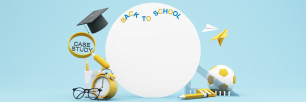 在黄色背景上写有书和附件的板子。学位成就教育和开放学习的自由宣布空间。返校概念3D渲染，3D插图图片下载