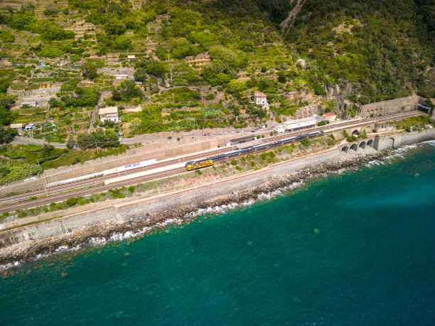 铁路沿海，俯瞰图片下载