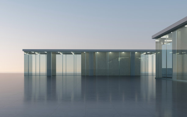 办公楼外空荡荡的广场图片下载