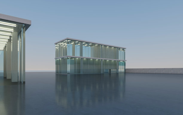 办公楼外空荡荡的广场图片下载