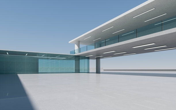 办公楼外空荡荡的广场图片下载