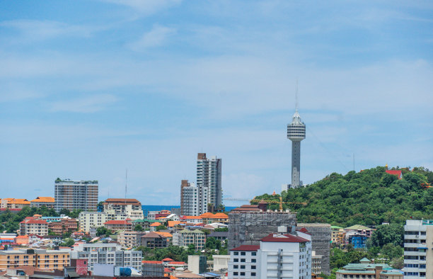 城市里到处都是公寓和酒店。泰国芭堤雅的高角度照片。图片下载