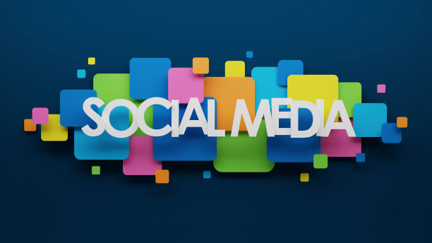 社交媒体彩色横幅的3D渲染图片下载