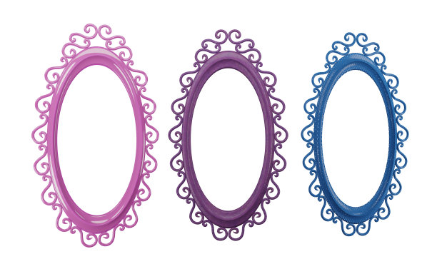 3d模型椭圆形塑料开放式框架在一套白色背景图片下载