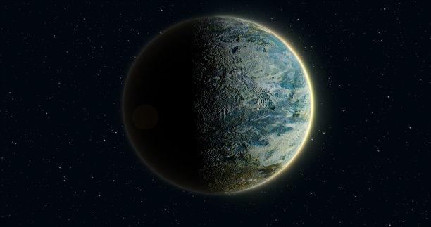 抽象现实的未来主义行星，圆形球体，背景是太空中的恒星图片下载