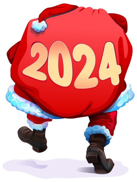 圣诞老人背着礼物袋新年2024图片下载
