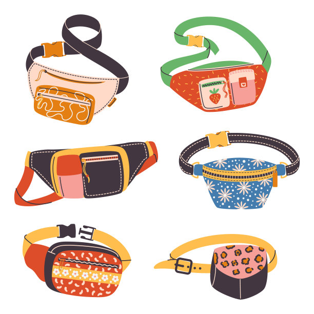在户外活动或旅行时必备的腰袋。孤立的腰包，紧凑，方便的存储图片下载