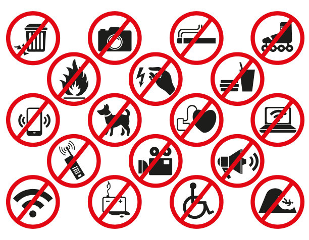 禁止标志。有用和必要的红色禁止标志。矢量图形。图片下载