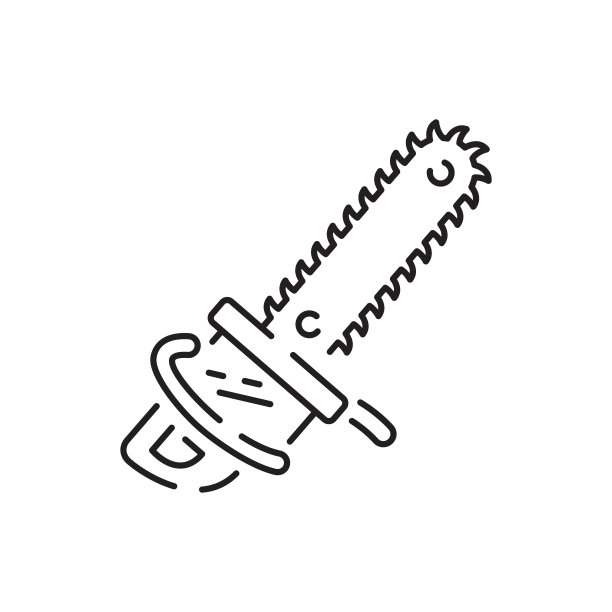 樵夫线图标。交叉链锯孤立在白色背景上。工具，樵夫符号。树服务。单线绘制设计矢量图形插图图片下载