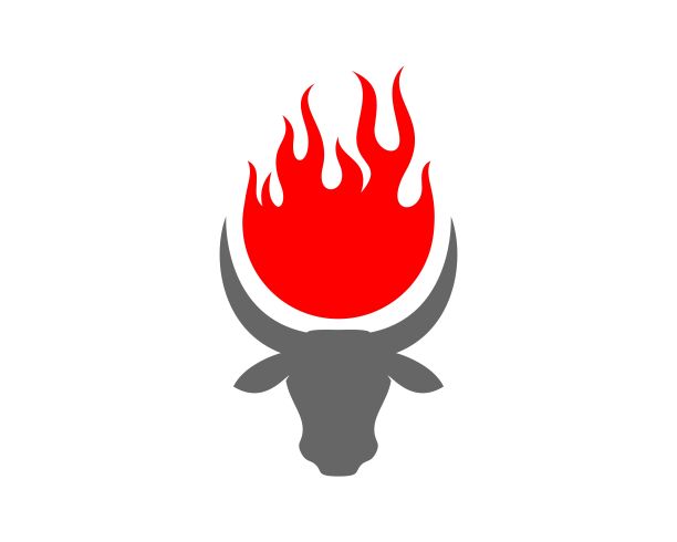 带有火焰标志的牛头图片下载