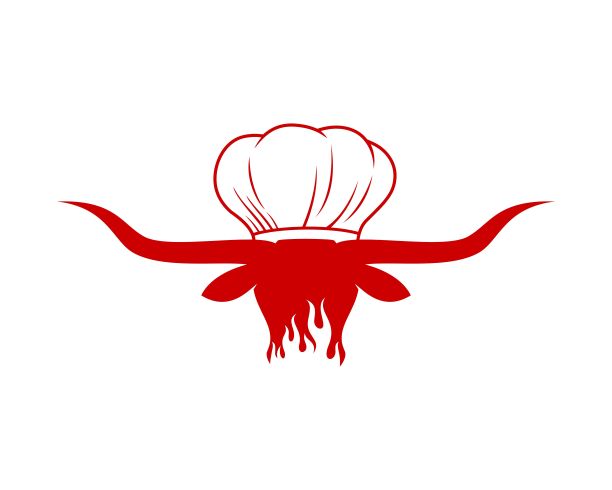 公牛火与厨师帽子矢量标志图片下载