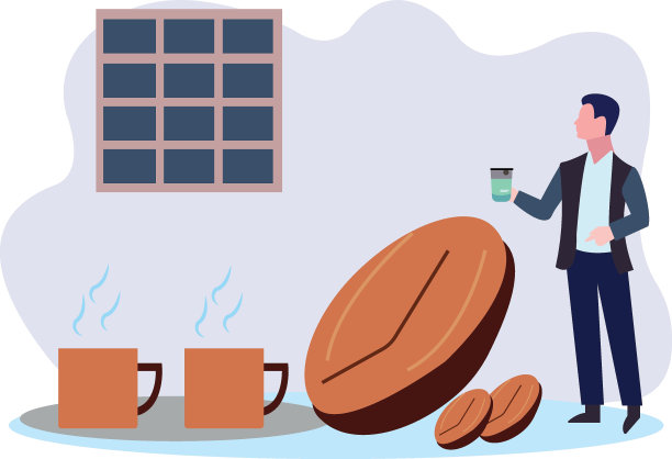 这个男孩正端着一杯咖啡。图片下载