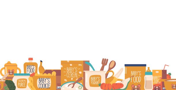 无缝图案具有可爱的婴儿食品，完美的一个迷人和有趣的设计为儿童产品图片下载