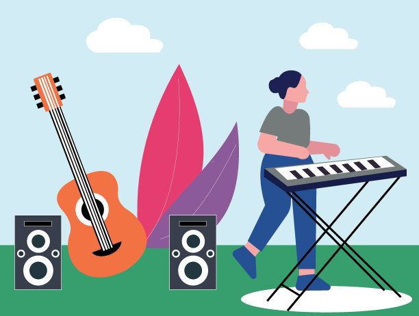 这个女孩正在弹钢琴。图片下载