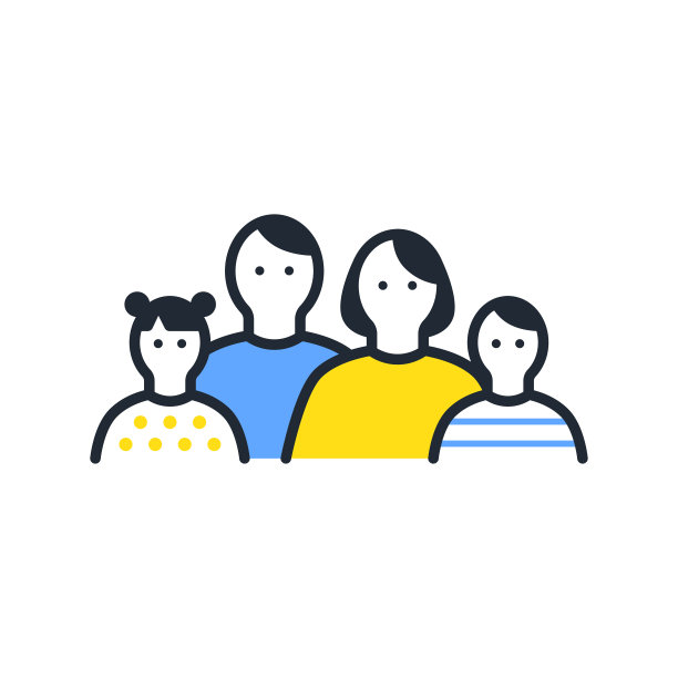 简单的矢量图标说明材料的一个四口之家图片下载