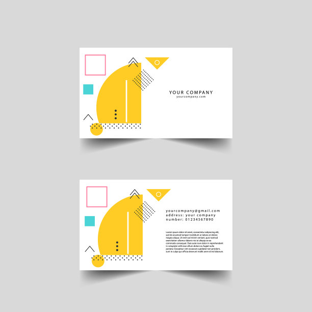 抽象的名片白色。几何形状。彩色卡片模板图片下载