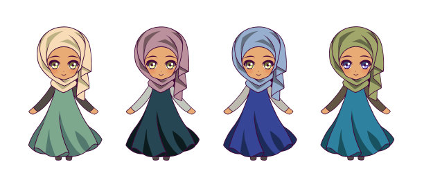 动漫风格的女孩人物插画集图片下载